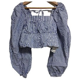 Autre Marque Blouse courte à rayures et col carré Snidel Bleu Autre