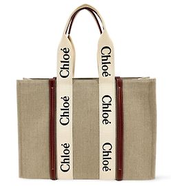 Chloé Chloe Woody Canvas with Leather Medium Marrom