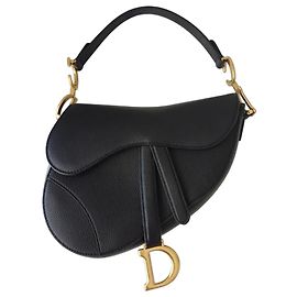 Autre Marque Dior Saddle Bag Small Black Grained Calfskin Black