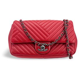 Chanel Classic Single Flap Chevron Lambskin Medium Argento