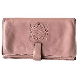 Portefeuille long LOEWE Anagram en cuir rose poudré Rose
