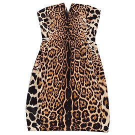 Yves Saint Laurent Abito bustier in seta leopardato Stampa leopardo