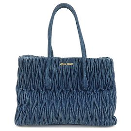 Miu Miu Convertible Matelassé Denim Small Blu