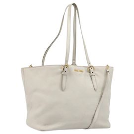 Saco Tote Miu Miu Couro 2way White Gold Auth 206037A Branco Dourado