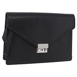 Borsa a pochette BURBERRY in pelle nera e argento Auth 203385 Nero Argento