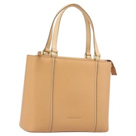 Bolsa de mão BURBERRY em couro Beige Gold Auth 206131A Bege Dourado