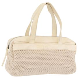 CHANEL Handtasche Canvas Beige Silver CC Auth mr3001A Silber Beige