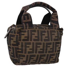 FENDI Zucca Canvas Handtasche Schwarz Braun Auth ep16243 Braun Schwarz