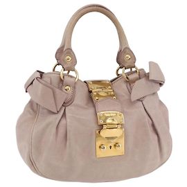 Bolsa de Mão Miu Miu Vitellolux Pink Gold Auth 206250M Rosa Dourado