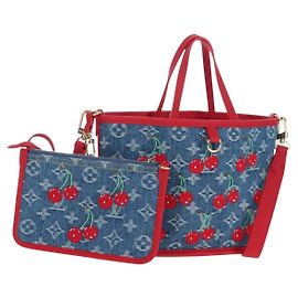 LOUIS VUITTON Monogram denim Neverfull Inside Out Bag Blue M14997 Auth 203843SM Bleu