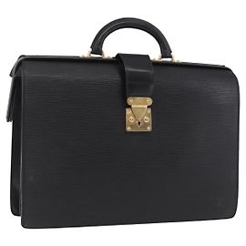 LOUIS VUITTON Epi Serviette Fermoir Business Bag Black M54352 LV Auth BA15512 Black
