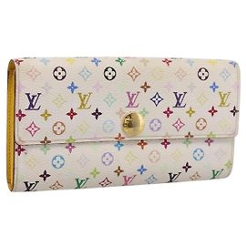 LOUIS VUITTON Monogram Multicolor Portefeuille Sarah Wallet M93745 Auth 206307 White