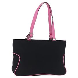 Bolso de hombro Salvatore Ferragamo de algodón negro y plata Auth ar14295 Negro Plata