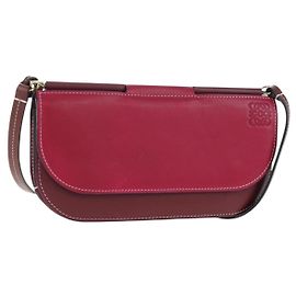 Borsa a tracolla LOEWE Anagram Gate Pochette in pelle Wine Red Gold Auth bs37417A D'oro Bordò