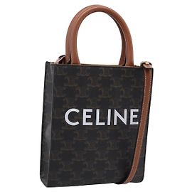 Céline Borsa a mano CELINE Macadam Mini Vertical Cabas PVC 2way Nero Oro Auth 205945M Nero Altro