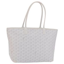 Saco Tote GOYARD Herringbone Artois PM PVC Couro Branco Auth 204894SM Branco