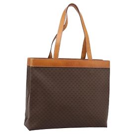 Céline CELINE Macadam Canvas Tote Bag PVC Leder Brown Gold Auth ep16157 Braun Golden