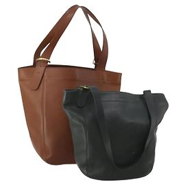 Sac Cabas Coach en Cuir Lot de 2 Marron Khaki Auth ar14245 Marron Kaki