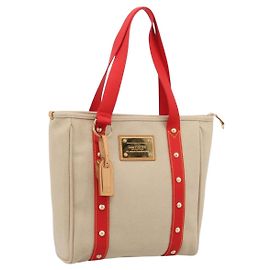 LOUIS VUITTON Antigua Cabas MM Tote Bag Canvas Beige Red M40035 LV Auth ep16163V Rot Beige