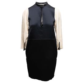 Céline Vestido color block com acabamento em couro preto e marfim Celine Tamanho FR 36 Preto