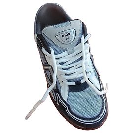 Autre Marque Dior B30 Sneaker aus Leder und technischem Canvas Schwarz Weiß Blau Grau