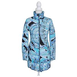 Piumino Emilio Pucci 100% seta e piumino d'oca – Taglia S Nero Bianco Blu
