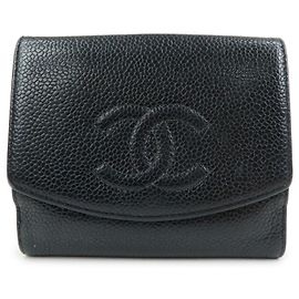 Chanel Vintage Timeless Bifold Caviar Compact Negro