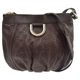 Borsa a Tracolla Gucci D Ring Guccissima Leather Small Marrone