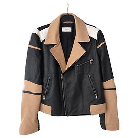 ZAPA Paris lambskin perfecto jacket – Black beige white Black White Beige