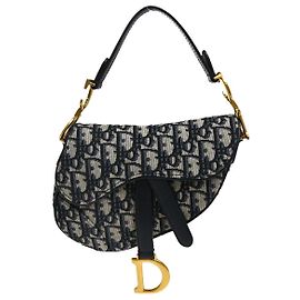 Christian Dior Saddle Oblique Canvas Mini Marineblau