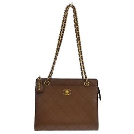 Chanel Vintage Front Pocket Quilted Lambskin Medium Marron
