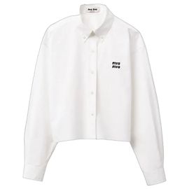 Miu Miu Cropped Hemd aus weißer Baumwolle Weiß