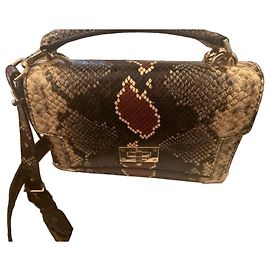 The Kooples Sac à main en python Marron Rouge Imprimé python