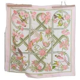 Hermès Caraïbe Silk Square Scarf - Pink Brown Pink White Green