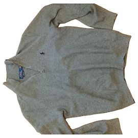 Camisola Polo Ralph Lauren cinzenta em algodão com fecho Cinza