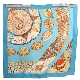 Hermès Rocaille II Silk Scarf - Blue and Beige Blue Beige Other