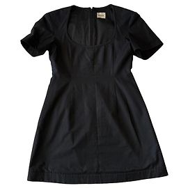 Vestido mini de algodón negro KHAITE con escote cuadrado Negro