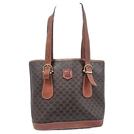 Céline Sac cabas Celine en toile enduite marron et cuir marron Marron