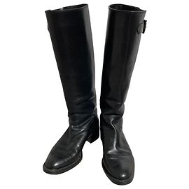 TOD'S Lederstiefel lang Schwarz