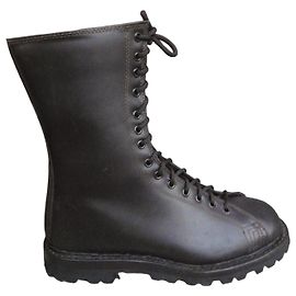 Autre Marque De Risi Sud Leather Ankle Combat Boots Black