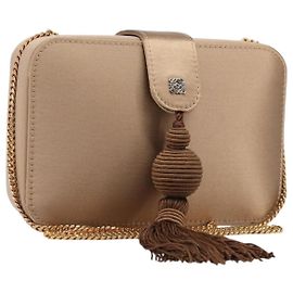 LOEWE Chain Shoulder Bag Satin Beige Gold Other