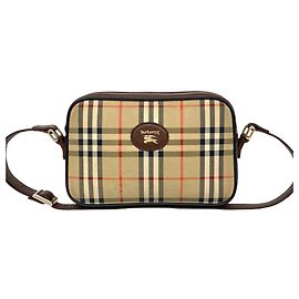 Bolsa de Ombro Burberry Vintage Logo Nova Check Marrom Bege