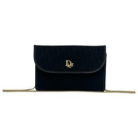 Christian Dior Vintage Trotter Pattern Shoulder Bag Black