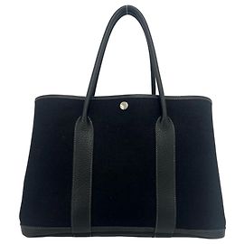 Hermès Sac cabas Hermes Garden Party PM Toile Officier Buffle Noir