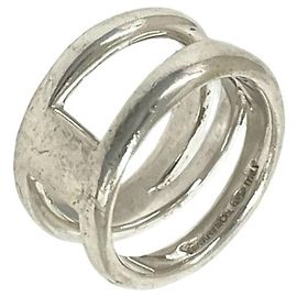 Autre Marque Anel Tiffany Vintage Diagonal Band Ring Prata