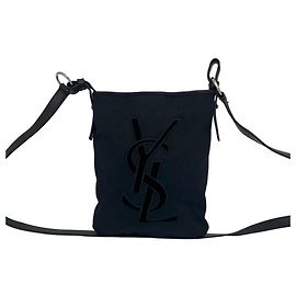 Bolsa de Ombro em Couro e Lona Yves Saint Laurent Preto