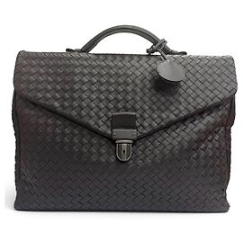Bottega Veneta Intrecciato Leather Briefcase Dark brown