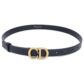 Cinturón estrecho de piel con hebilla Christian Dior Negro Dorado