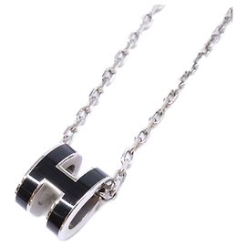 Hermès Hermes Pop H Mini Necklace Black Silvery