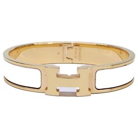 Hermès Brazalete de esmalte Hermes Click H Dorado